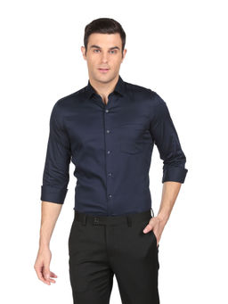 Arrow - Blue Navy Manhattan Slim Fit Solid Formal Shirt
