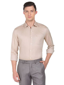Arrow - Men Light Brown Solid Dobby Formal Shirt