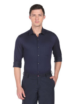 Arrow - Blue Navy Self Design Cotton Formal Shirt