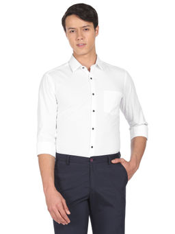 Arrow - Men White French Button Placket Manhattan Slim Fit Formal Shirt