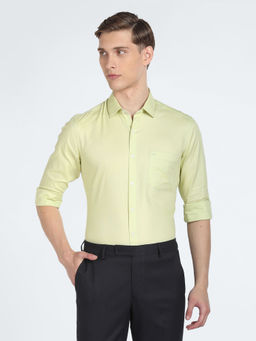 Arrow - Green Tonal Self Design Twill Formal Shirt