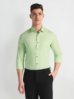 Arrow - Green Manhattan Slim Fit Self Design Formal Shirt