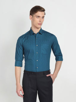 Arrow - Blue Self Design Slim Formal Shirt