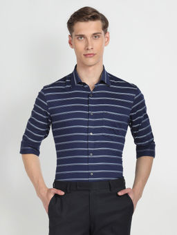 Arrow - Navy Blue Manhattan Slim Fit Twill Formal Shirt