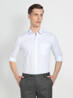 Arrow - White Micro Check Cotton Formal Shirt