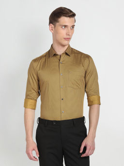 Arrow - Mustard Manhattan Slim Fit Twill Formal Shirt