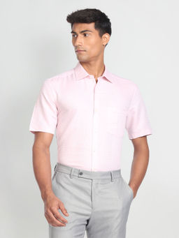 Arrow - Pink Self Design Dobby Formal Shirt