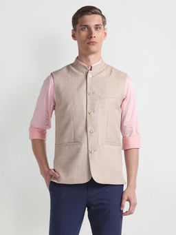 Arrow - Beige Sleeveless Ceremonial Nehru Jacket
