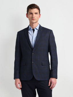 Arrow - Blue Tartan Check Tailored Fit Blazer