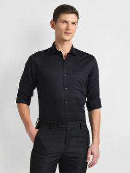 Arrow - Black Auto Press Herringbone Formal Shirt