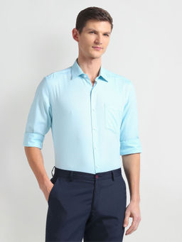 Arrow - Men Blue Self Design Dobby Formal Shirt