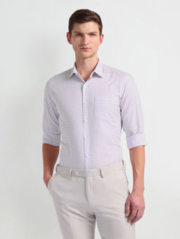 Arrow - Blue Cutaway Collar Tartan Check Formal Shirt