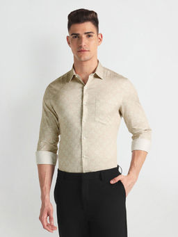 Arrow - Beige Printed Pure Cotton Formal Shirt