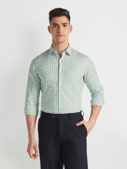 Arrow - Green Liberty Classic Fit Tartan Check Formal Shirt