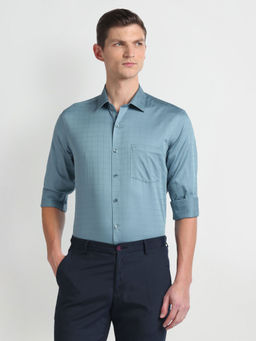Arrow - Blue Tonal Check Auto Press Formal Shirt