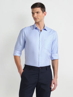 Arrow - Blue Micro Check Cotton Formal Shirt