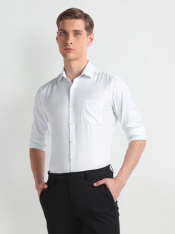 Arrow - White Vertical Stripe Auto Press Formal Shirt