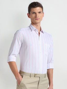 Arrow - Pink Pure Cotton Vertical Stripe Formal Shirt