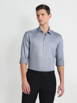 Arrow - Grey Manhattan Slim Graph Check Formal Shirt