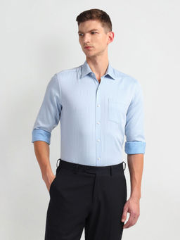 Arrow - Blue Vertical Stripe Cotton Formal Shirt