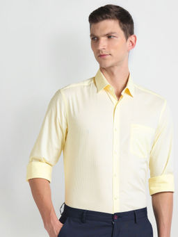 Arrow - Yellow Manhattan Slim Cotton Formal Shirt