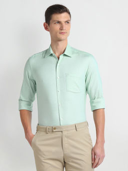 Arrow - Green Manhattan Slim Fit Dobby Formal Shirt