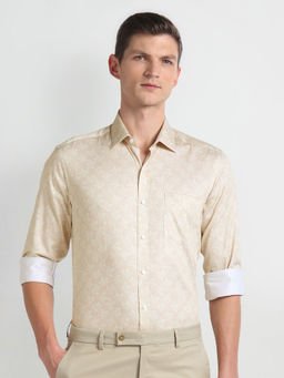 Arrow - Beige Manhattan Slim Fit Cotton Formal Shirt