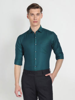 Arrow - Green Self Design Dobby Slim Fit Formal Shirt