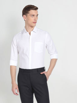Arrow - White Self Design Dobby Slim Formal Shirt