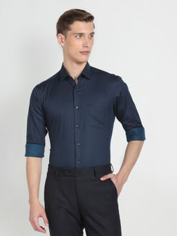 Arrow - Blue Self Design Slim Fit Formal Shirt