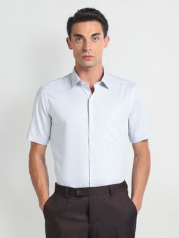 Arrow - Grey Short Sleeve Dobby Formal Shirt