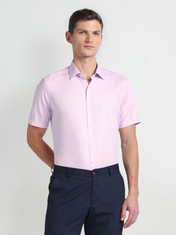 Arrow - Purple Self Design Dobby Cotton Formal Shirt