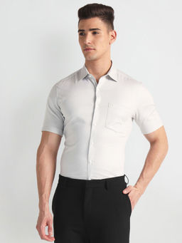 Arrow - Grey Pure Cotton Short Sleeve Formal Shirt