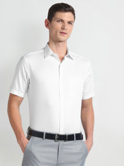 Arrow - White Short Sleeve Dobby Formal Shirt