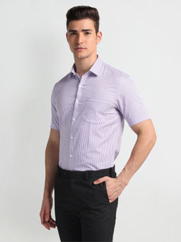 Arrow - Purple Micro Checked Twill Formal Shirt