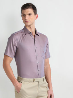 Arrow - Purple Self Design Dobby Cotton Formal Shirt