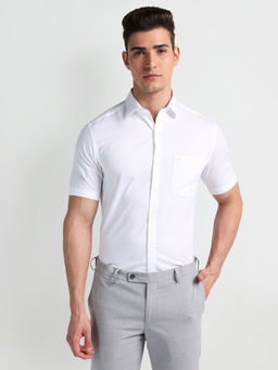 Arrow - White Solid Short Sleeve Formal Shirt