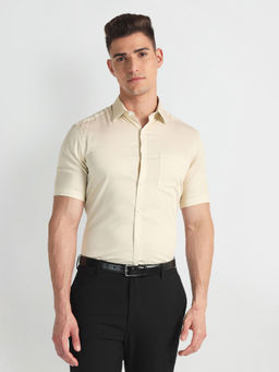 Arrow - Beige Pure Cotton Short Sleeve Formal Shirt