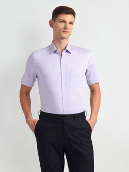Arrow - Purple Outline Check Short Sleeve Formal Shirt