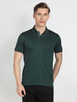 Arrow - Green Cotton Solid Polo T-Shirt