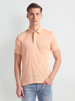 Arrow - Orange Regular Fit Solid Polo T-Shirt