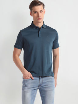 Arrow - Blue Regular Fit Solid Polo T-Shirt