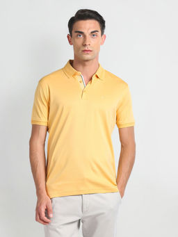 Arrow - Yellow Mercerised Cotton Solid Polo T-Shirt