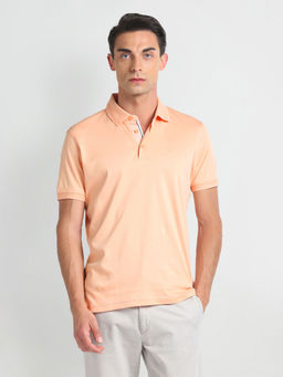 Arrow - Orange Mercerised Cotton Solid Polo T-Shirt