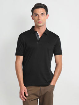 Arrow - Black Mercerised Cotton Polo T-Shirt
