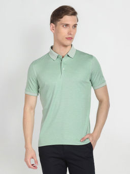 Arrow - Green Cotton Solid Polo T-Shirt