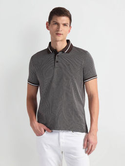 Arrow - Brown Self Design Regular Fit Polo T-Shirt