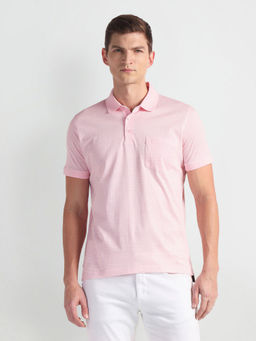Arrow - Pink Geometric Print Polo T-Shirt