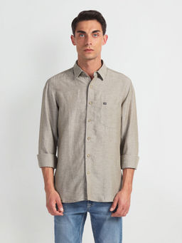 Arrow Sports - Brown Heathered Linen Casual Shirt