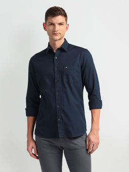 Arrow Sports - Navy Blue Solid Manhattan Slim Fit Casual Shirt
